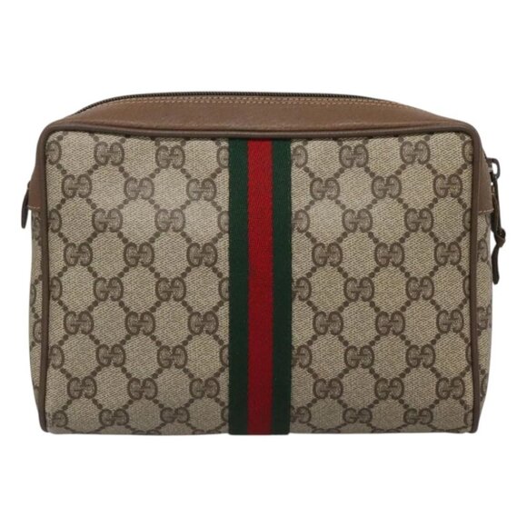 GUCCI GG Supreme Web Sherry Line Clutch Bag PVC Beige 89 01 002 Auth BA2470 - Picture 12 of 16